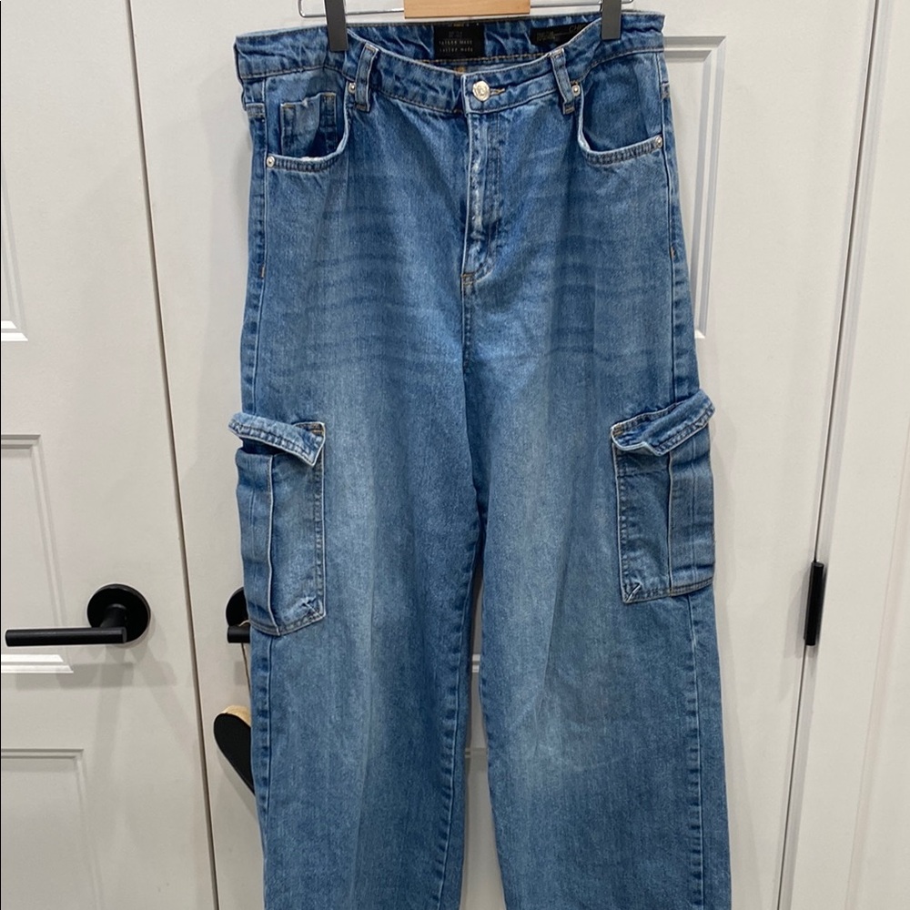 Blue Denim Chicago High Rise Cargo Wide jeans